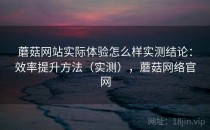 蘑菇网站实际体验怎么样实测结论：效率提升方法（实测），蘑菇网络官网