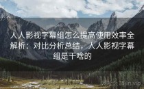 人人影视字幕组怎么提高使用效率全解析：对比分析总结，人人影视字幕组是干啥的