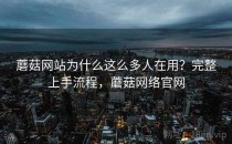 蘑菇网站为什么这么多人在用？完整上手流程，蘑菇网络官网