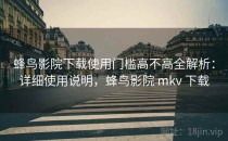 蜂鸟影院下载使用门槛高不高全解析：详细使用说明，蜂鸟影院 mkv 下载