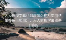 人人影视字幕组到底怎么用？实测结果整理（实测），人人影视字幕组是干嘛的