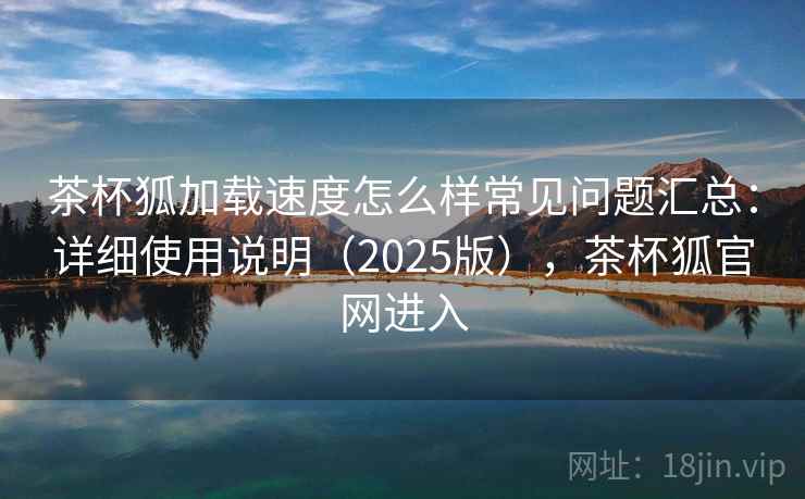 茶杯狐加载速度怎么样常见问题汇总：详细使用说明（2025版），茶杯狐官网进入  第1张